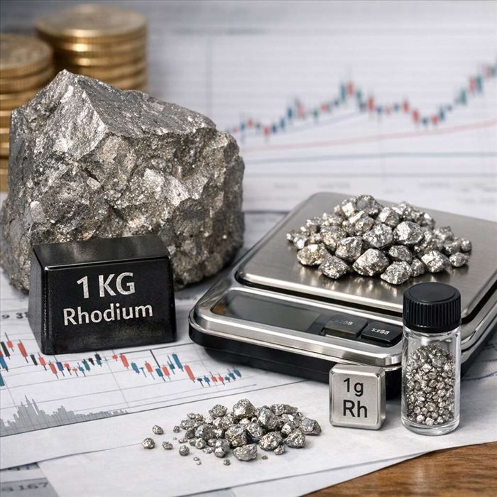 Rhodium au kilo et au gramme : prix, conversion et valeur